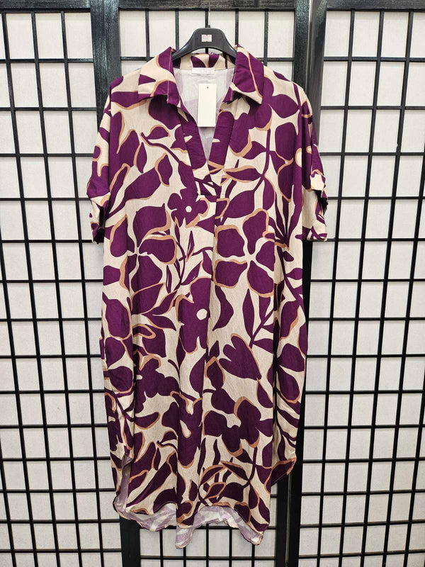 Italian Short Sleeve Printed Collar Tunic- 5242