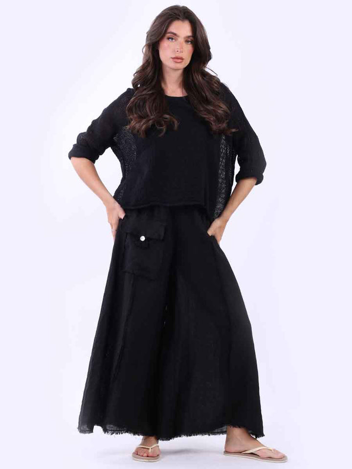 Mesh Net Cotton Top Black