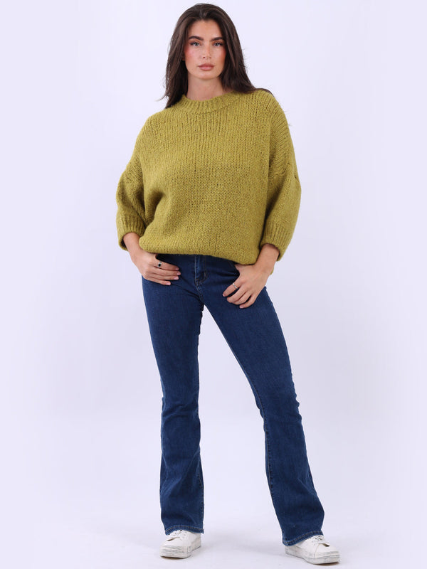Solid Baggy Crop Jumper Olive