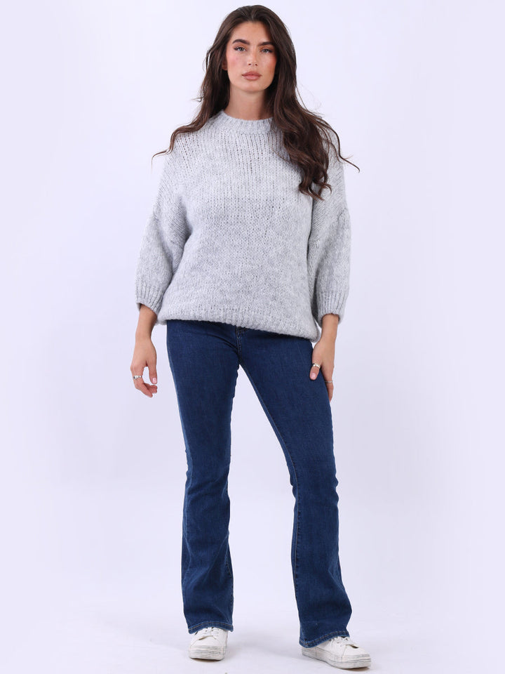 Solid Baggy Crop Jumper Silver