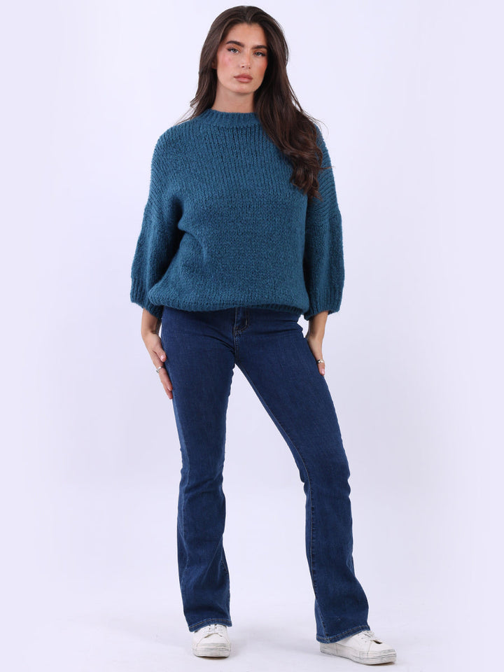 Solid Baggy Crop Jumper Teal