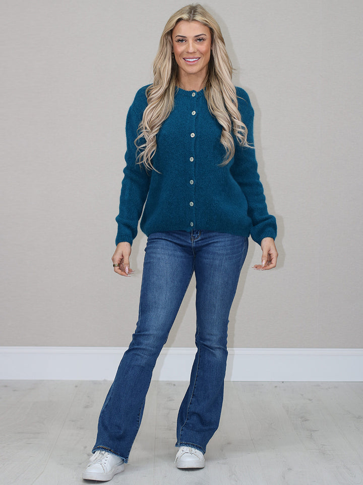 Women Knitted Cardigan Teal