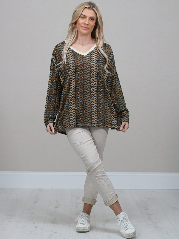 Women Printed Fine Knit Baggy Top