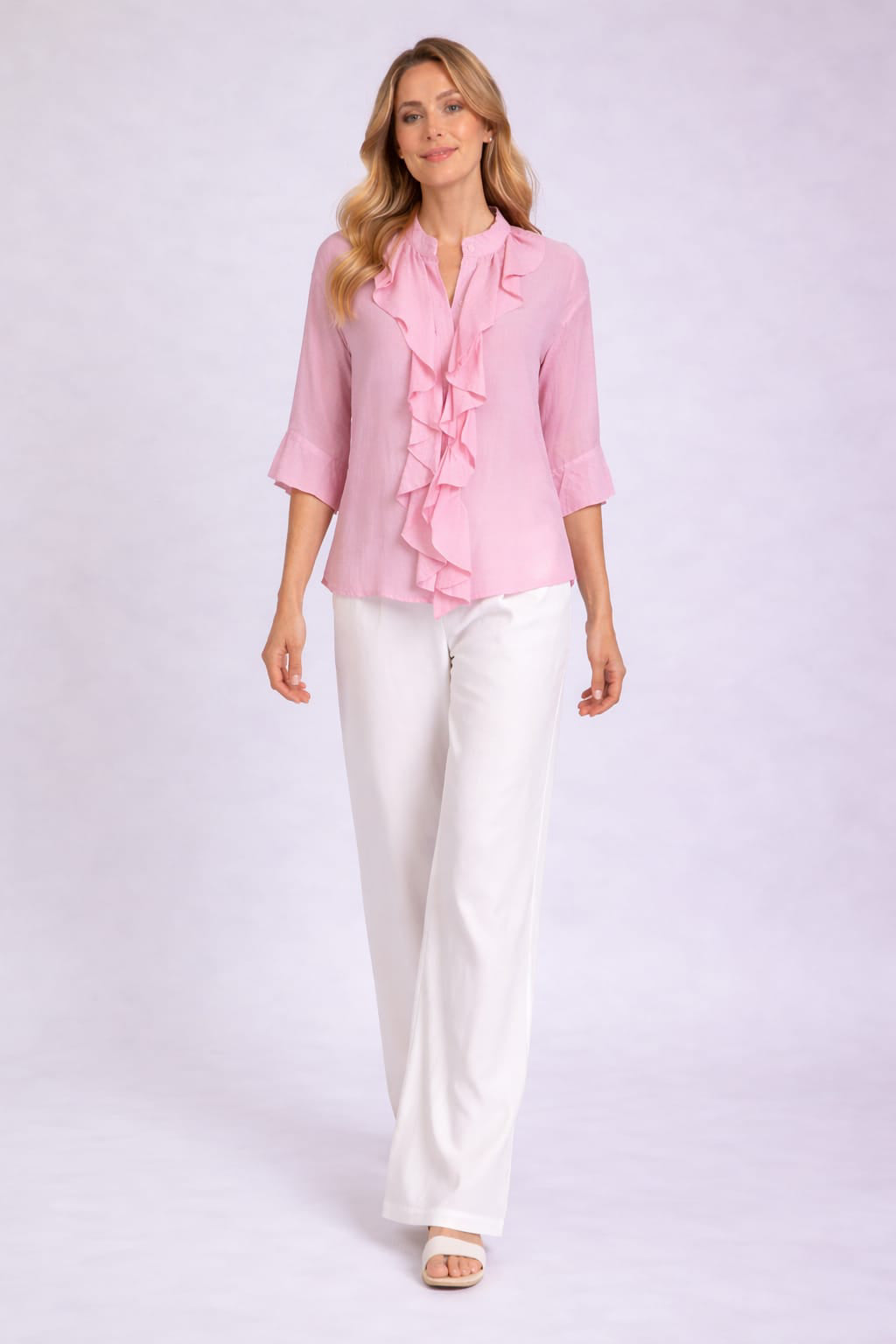 Wholesale Cascading Ruffle Button Down Crop Blouse – RedWholesale