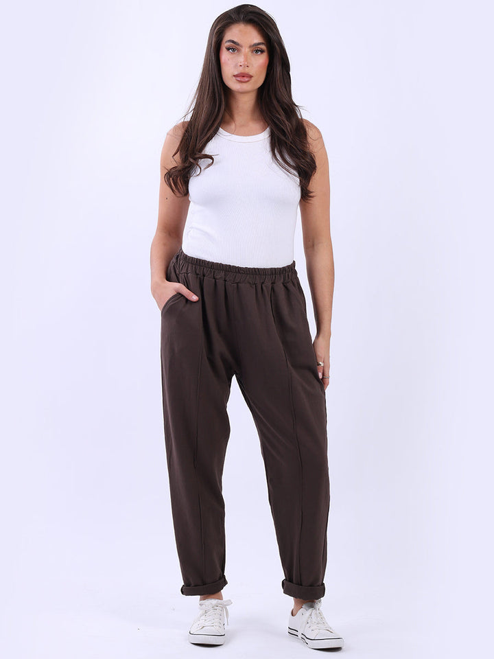 Ladies Cotton Jogger Pant Chocolate