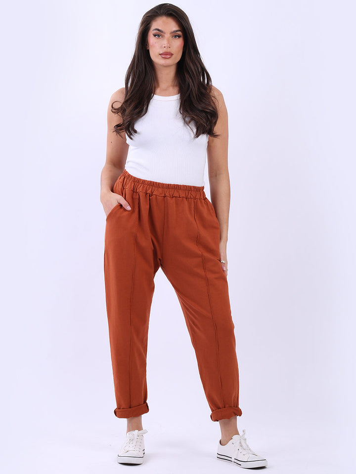 Ladies Cotton Jogger Pant Rust