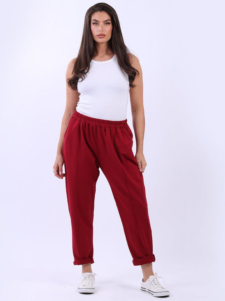 Ladies Cotton Jogger Pant Wine