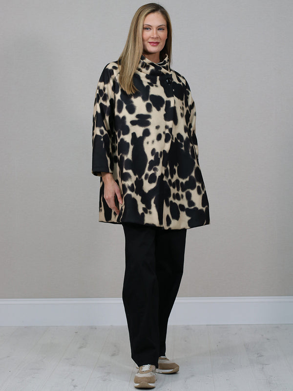 Italian Abstract Smoke Print Woolen Coat