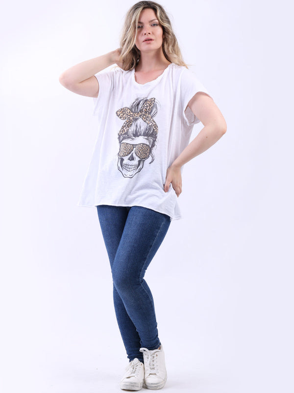 Camo Skull Cotton T-Shirt White