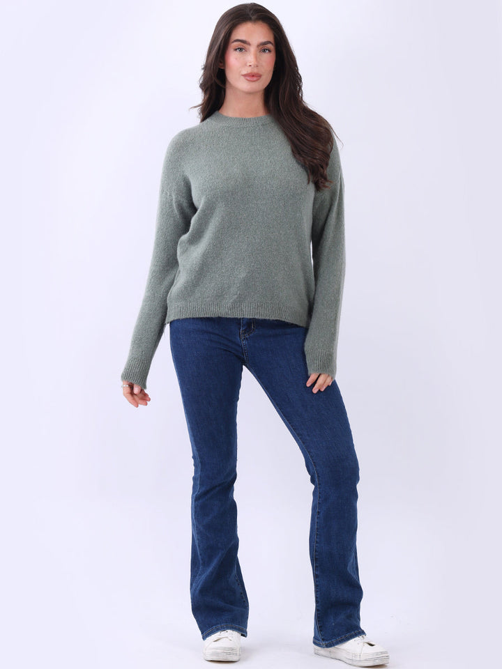 Solid Knit Crop Jumper Khaki