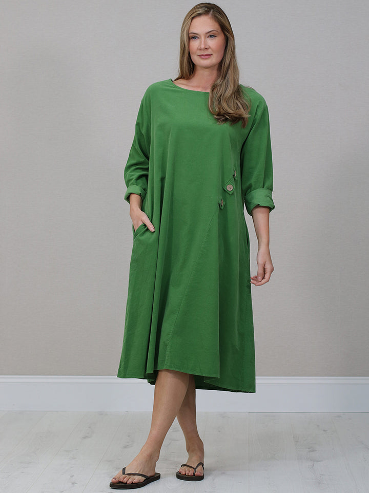 Oversized Cotton Corduroy Dress Green