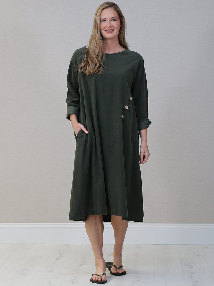 Oversized Cotton Corduroy Dress Khaki
