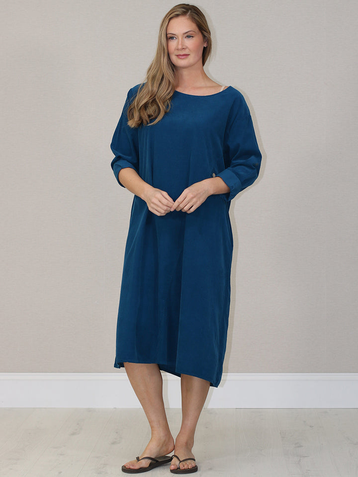 Oversized Cotton Corduroy Dress Teal