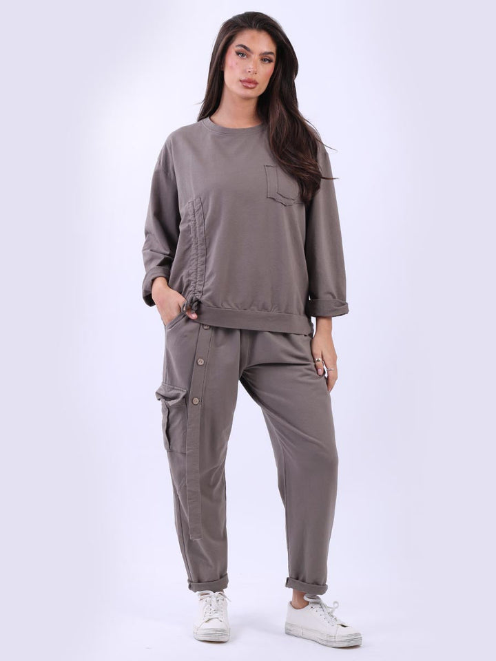 Cotton Ruched Crop Top Mocha