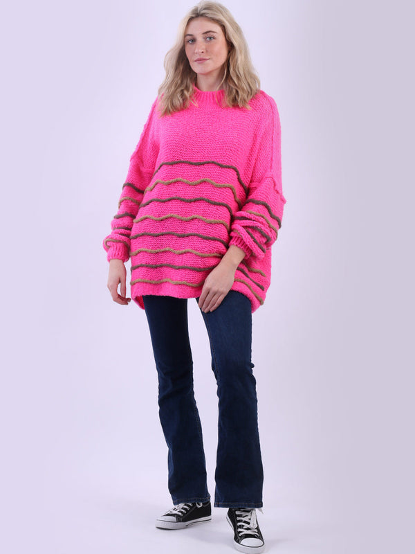 Italian Stripy Batwing Wool Knitted Jumper