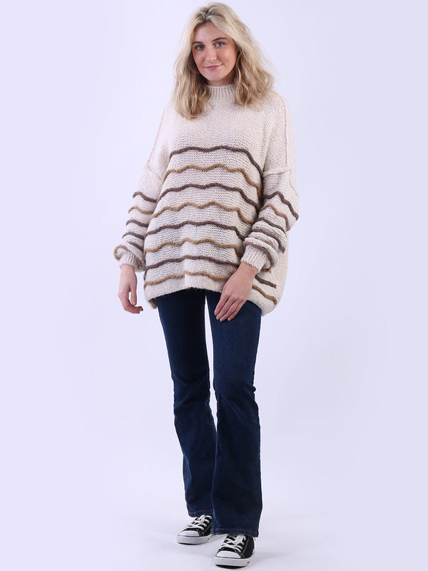 Italian Stripy Batwing Wool Knitted Jumper