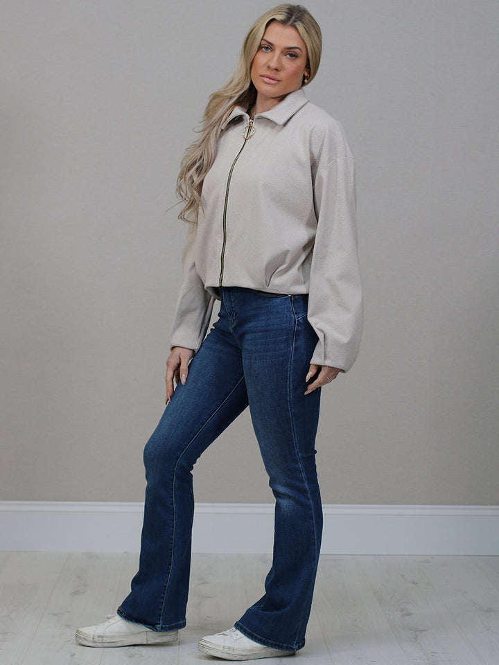 Italian Zip Up Crop Woolen Jacket