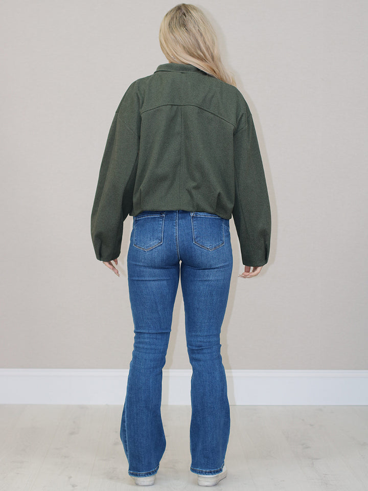 Italian Zip Up Crop Woolen Jacket