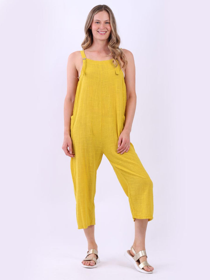 Plain Cotton Pabo Jumpsuit Mustard