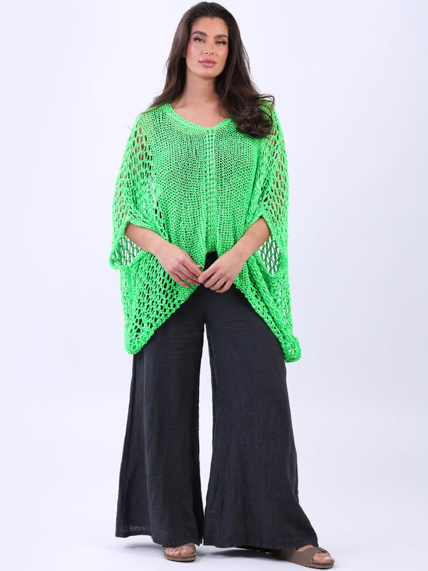 Women Crochet Cover Up Lime Green