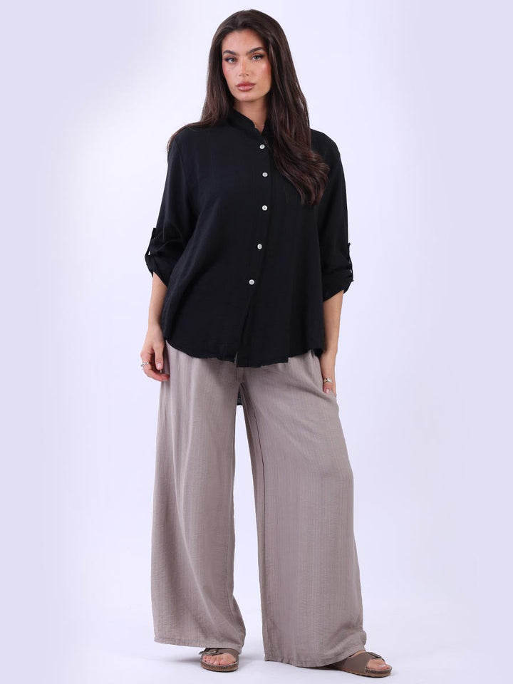 Button Down Women Shirt Black