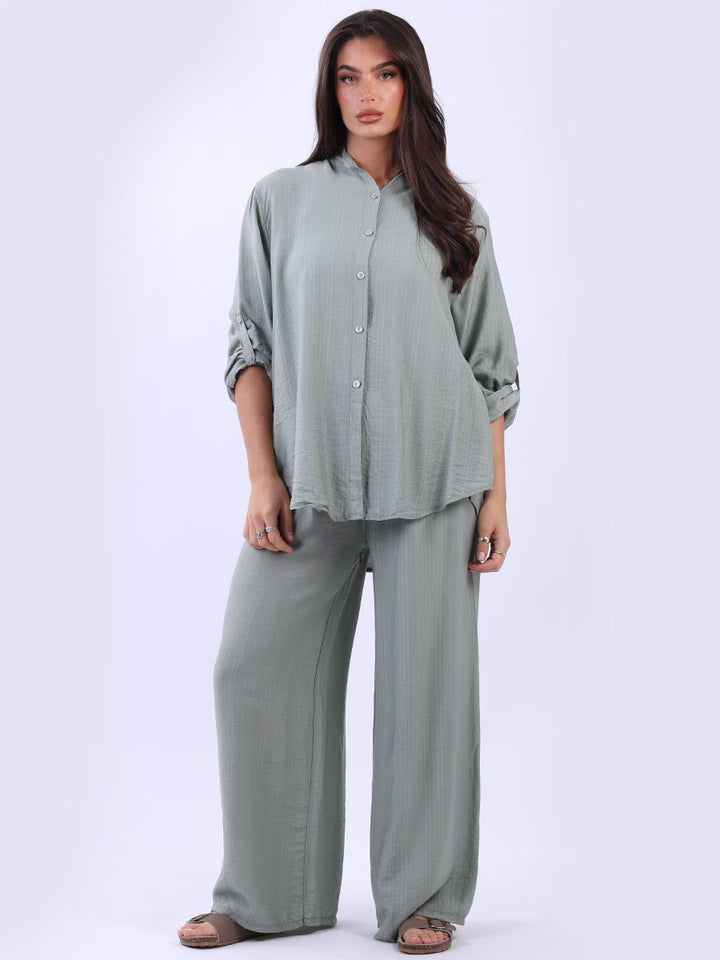 Button Down Women Shirt Khaki