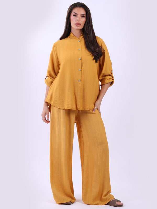 Button Down Women Shirt Mustard