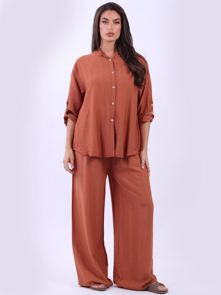 Button Down Women Shirt Rust