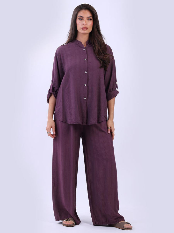 Button Down Women Shirt Magenta