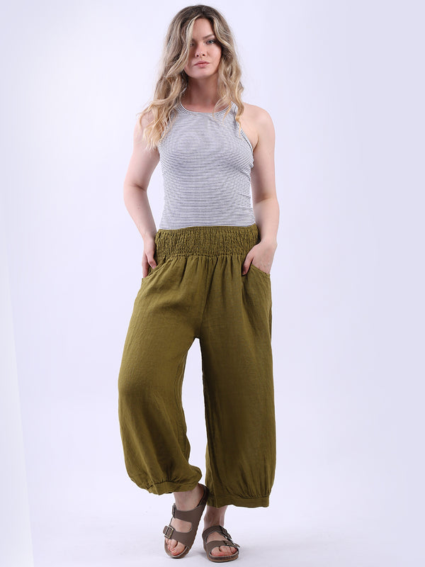 Made In Italy Linen Wide Leg Palazzo Pant