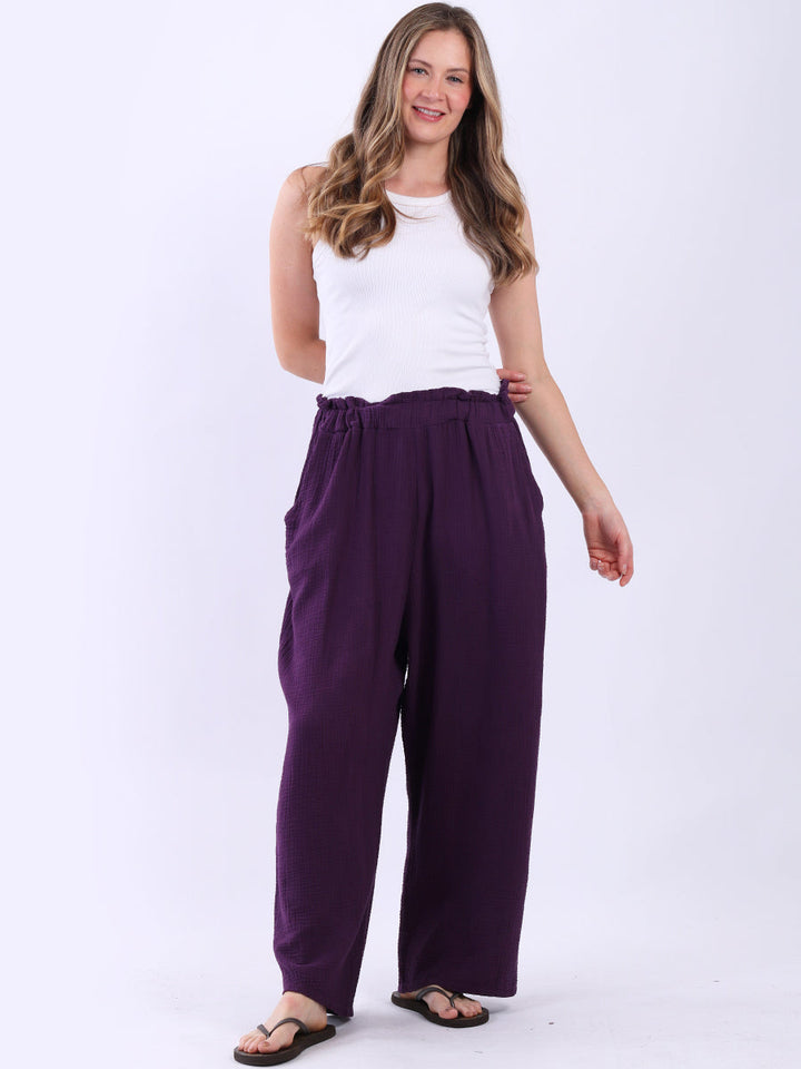 Plain Cotton Pants Purple