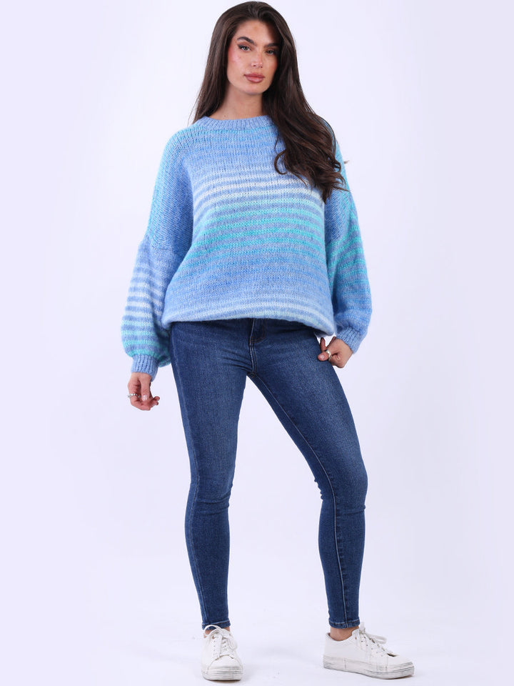 Multi Stripes Wool Jumper Denim