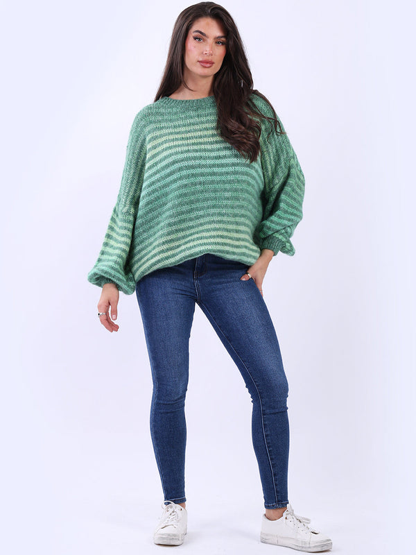 Multi Stripes Wool Jumper Green