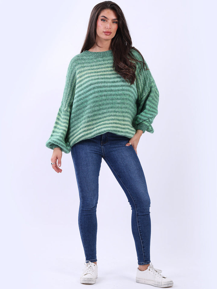 Multi Stripes Wool Jumper Green