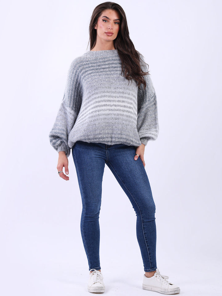 Multi Stripes Wool Jumper Grey