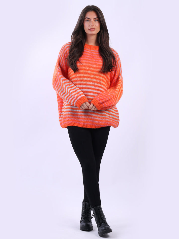 Multi Stripes Wool Jumper Orange