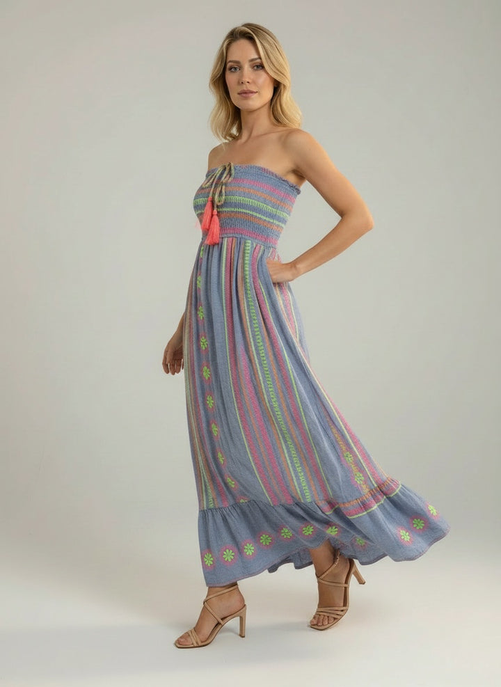 Wholesale Multicolor Strapless Boho Maxi Tube Dress – RedWholesale