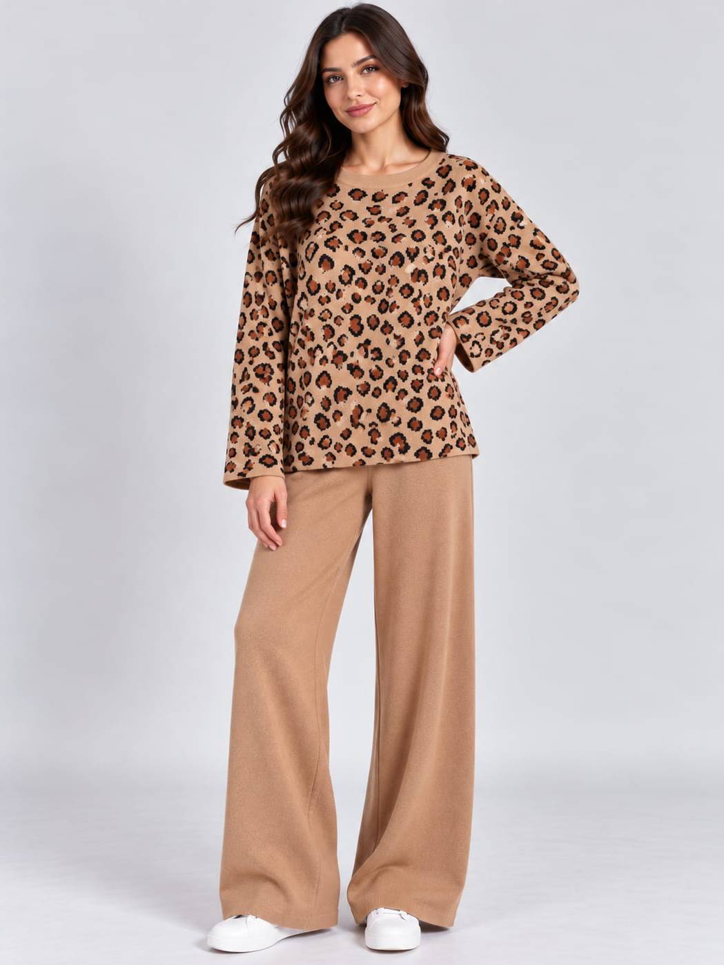 Wholesale Oversized Leopard Print Woolen Loungewear Set – RedWholesale