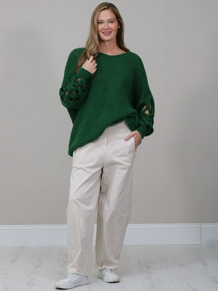 Wool Knitted Jumper Bottle Green