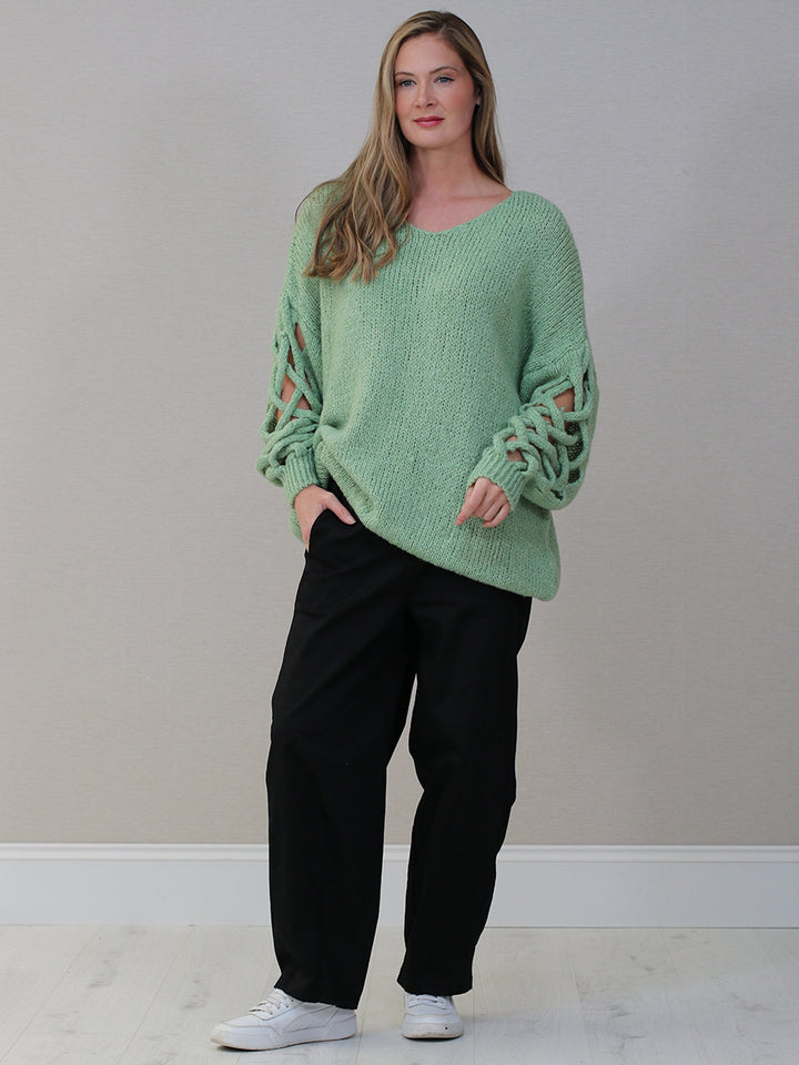 Wool Knitted Jumper Sage