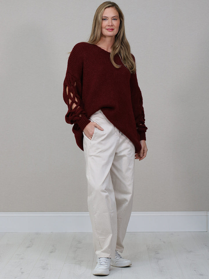 Wool Knitted Jumper Wine