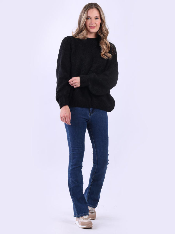 Solid Knit Crop Jumper Black
