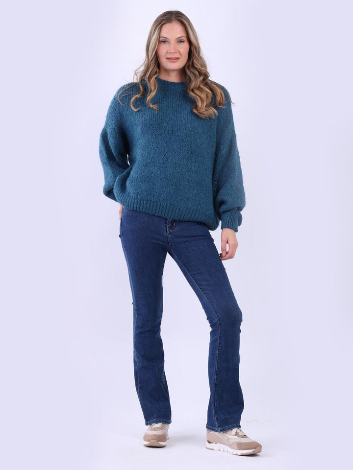 Solid Knit Crop Jumper Teal