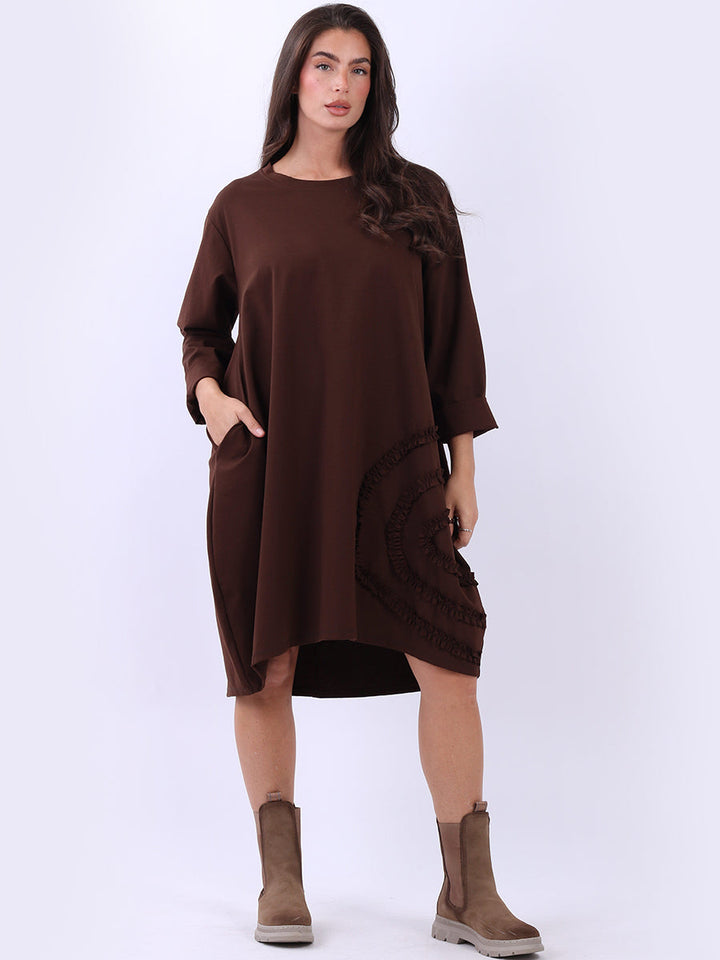 Plus Size Solid Cotton Dress Chocolate
