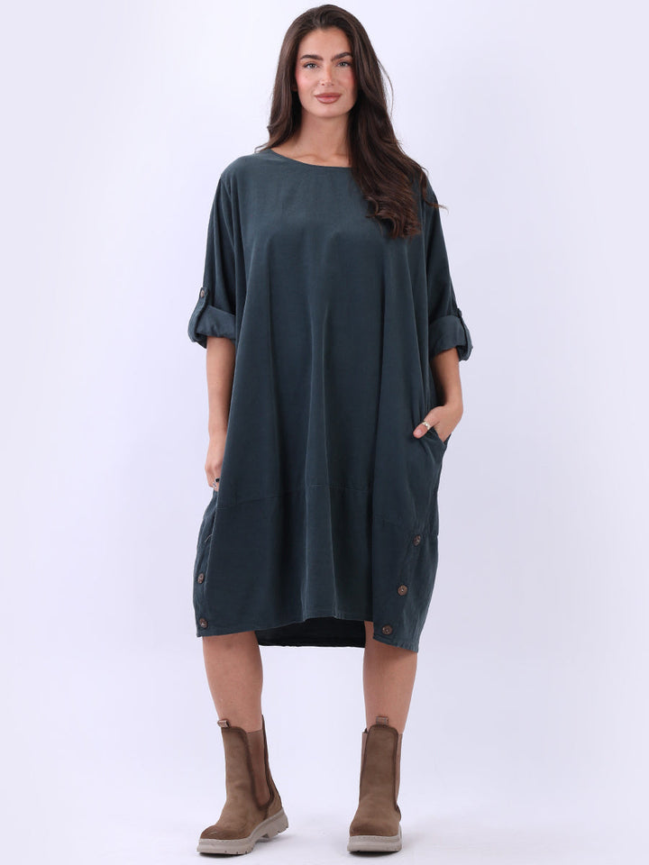 Plus Size Cotton Corduroy Dress Charcoal