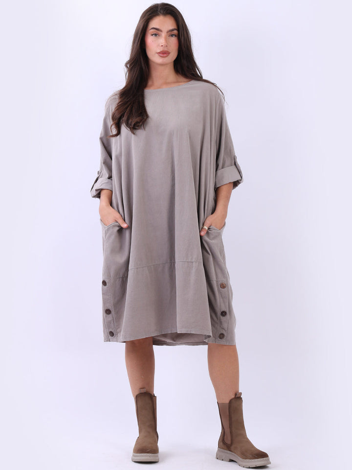 Plus Size Cotton Corduroy Dress Mocha