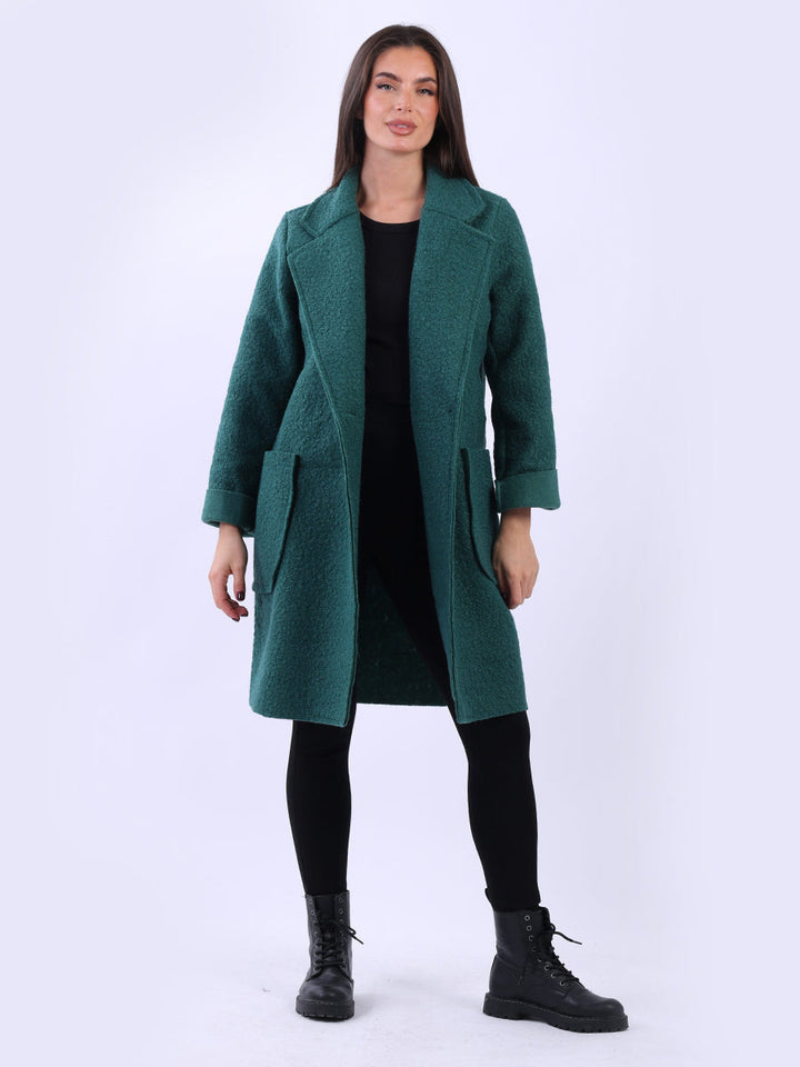 Plus Size Wool Coat Bottle Green