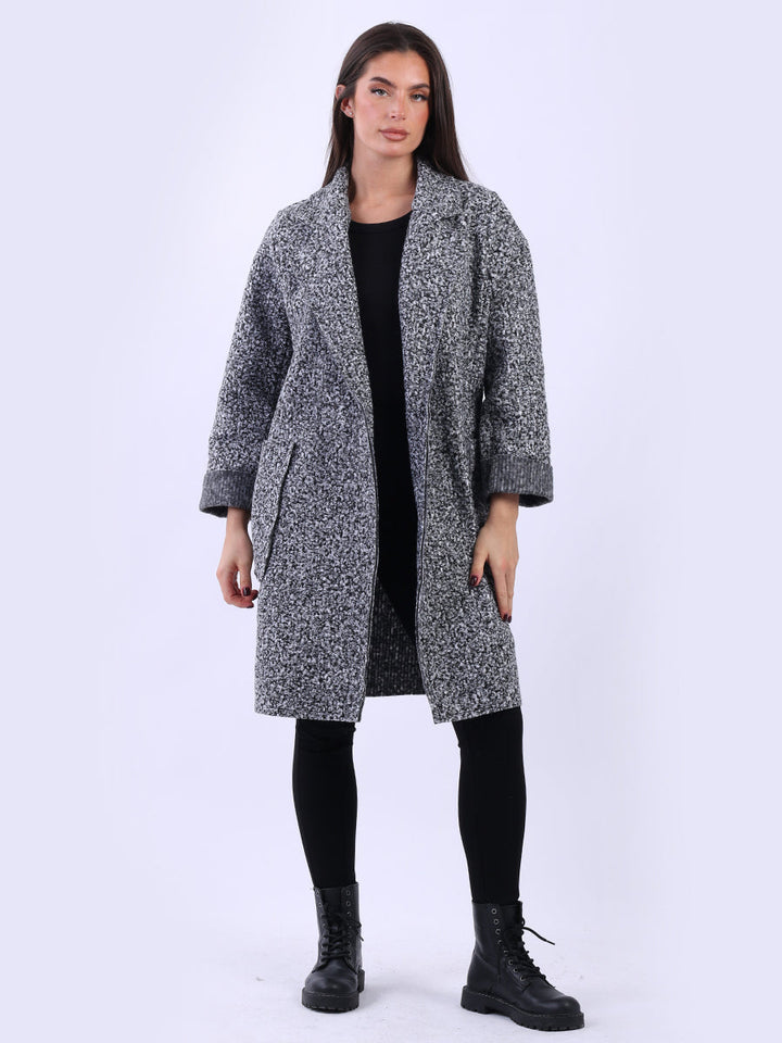 Plus Size Wool Coat Dark Grey