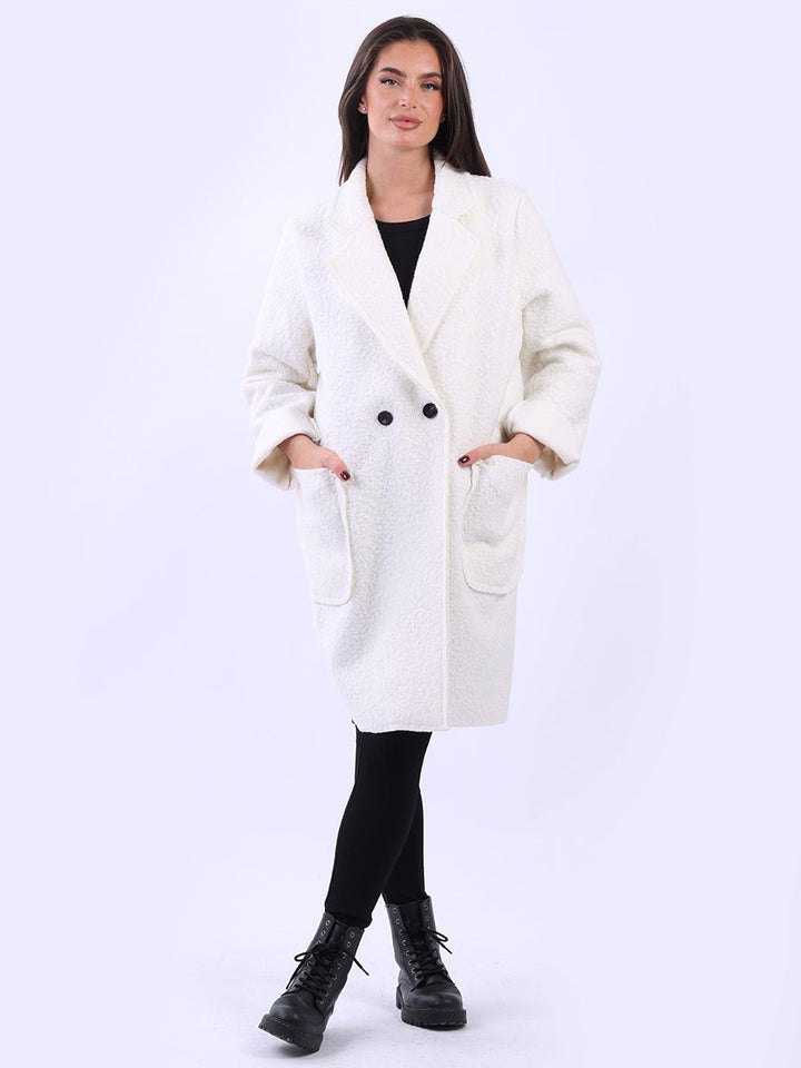 Plus Size Wool Coat Off White