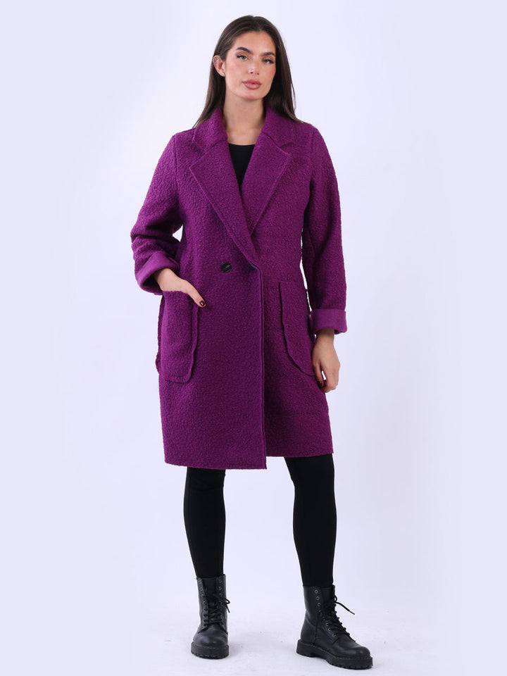 Plus Size Wool Coat Purple